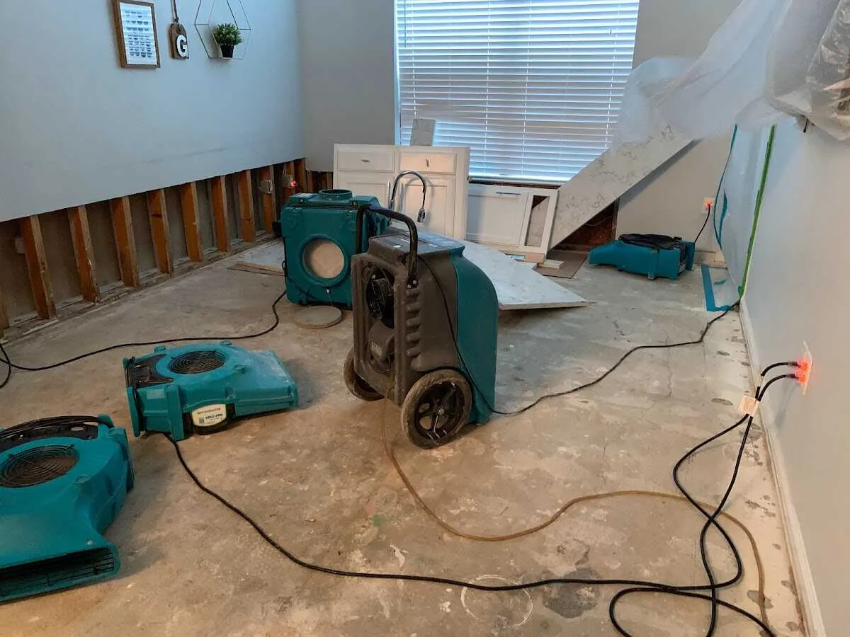 Dehumidifier in flood-cut room for Water Damage Restoration in Bar Harbor